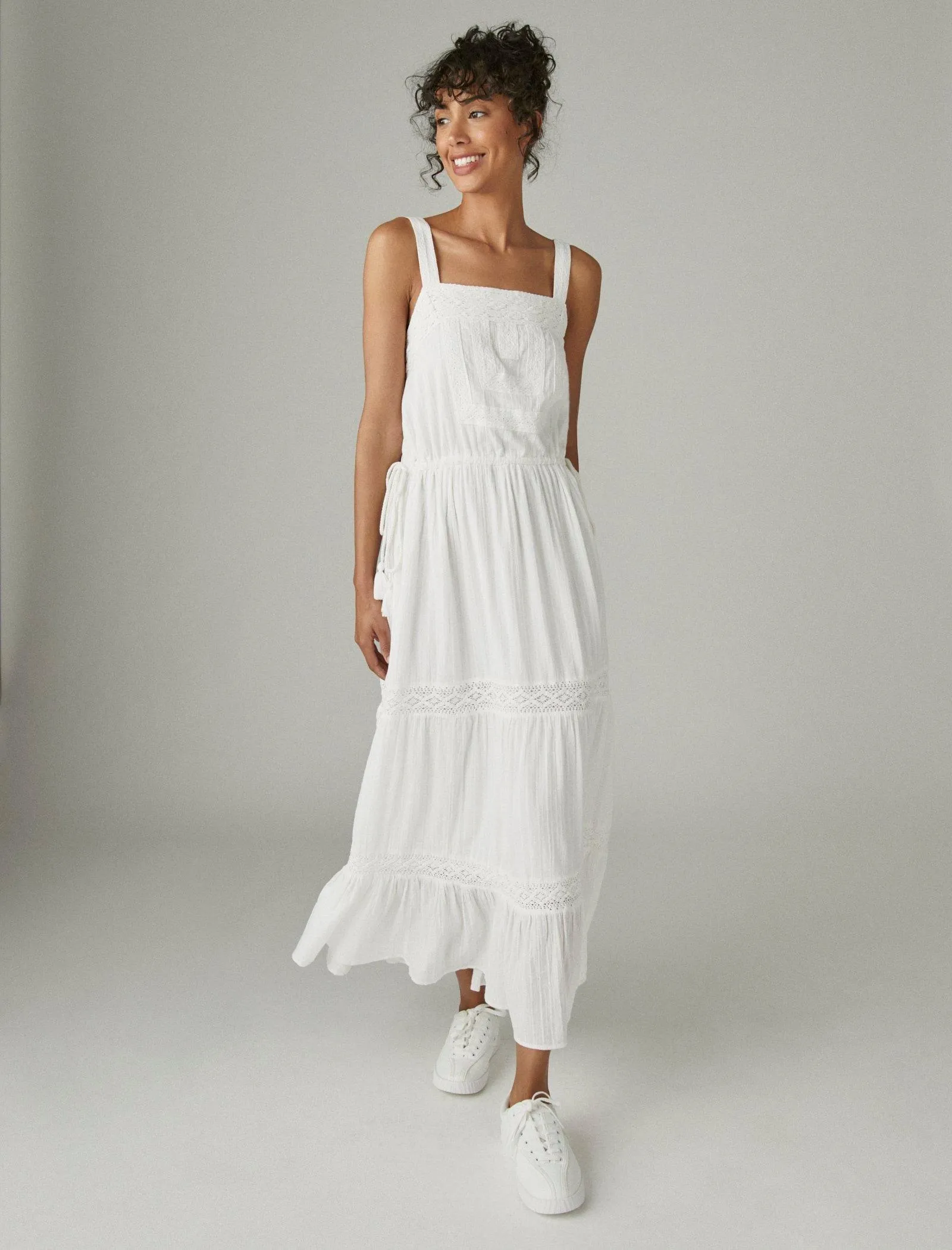 Lucky Brand Women's Lace Tiered Maxi Dress