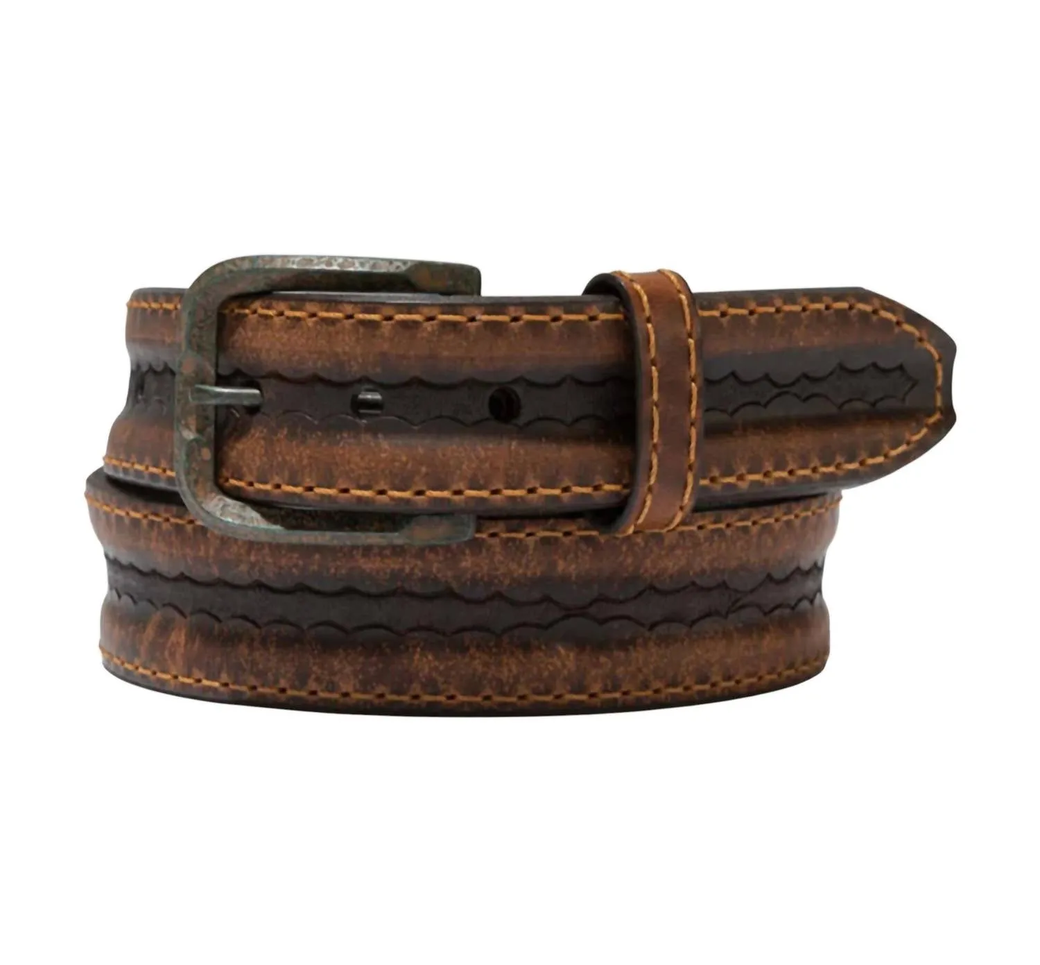 Men's Vintage Bison Leather Big Timer Usa Made Belt In Mocha