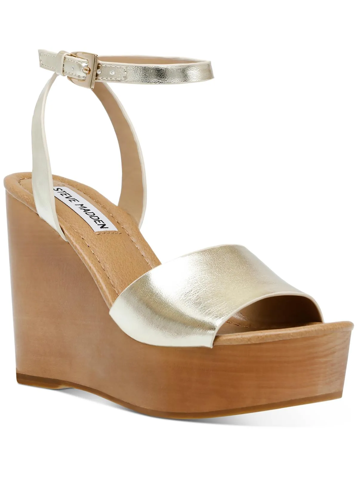 Welsh Womens Leather Buckle Wedge Heels