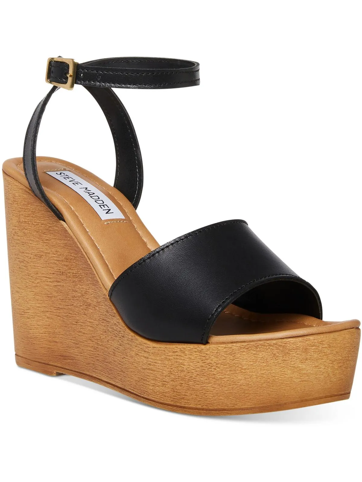 Welsh Womens Leather Buckle Wedge Heels