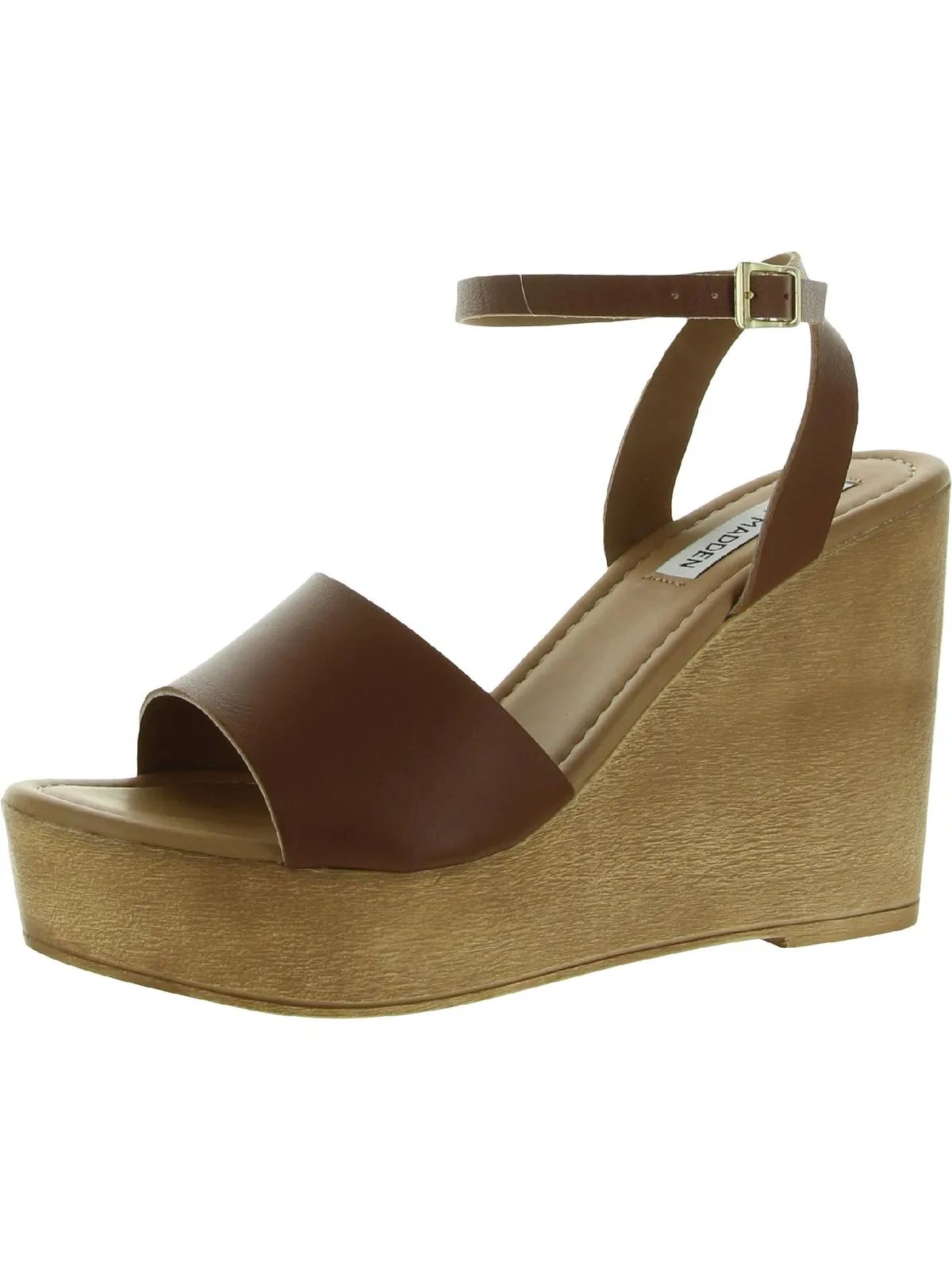 Welsh Womens Leather Buckle Wedge Heels