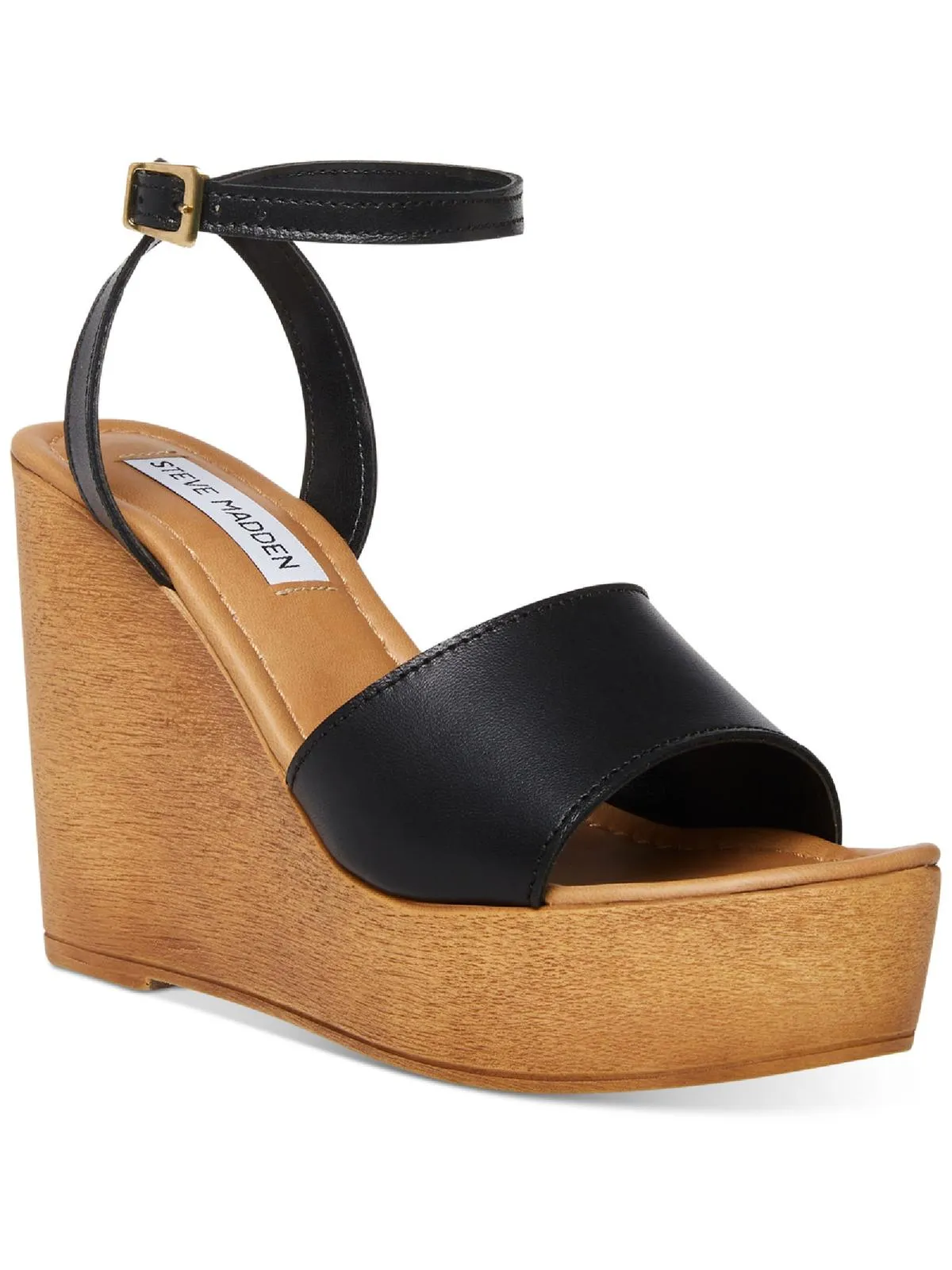 Welsh Womens Leather Buckle Wedge Heels