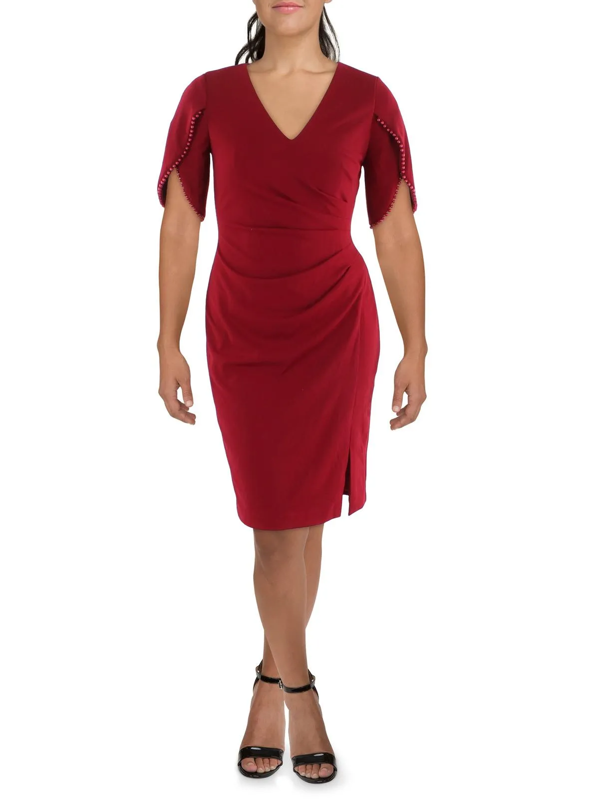 Womens Beaded Knee-Length Cocktail and Party Dress