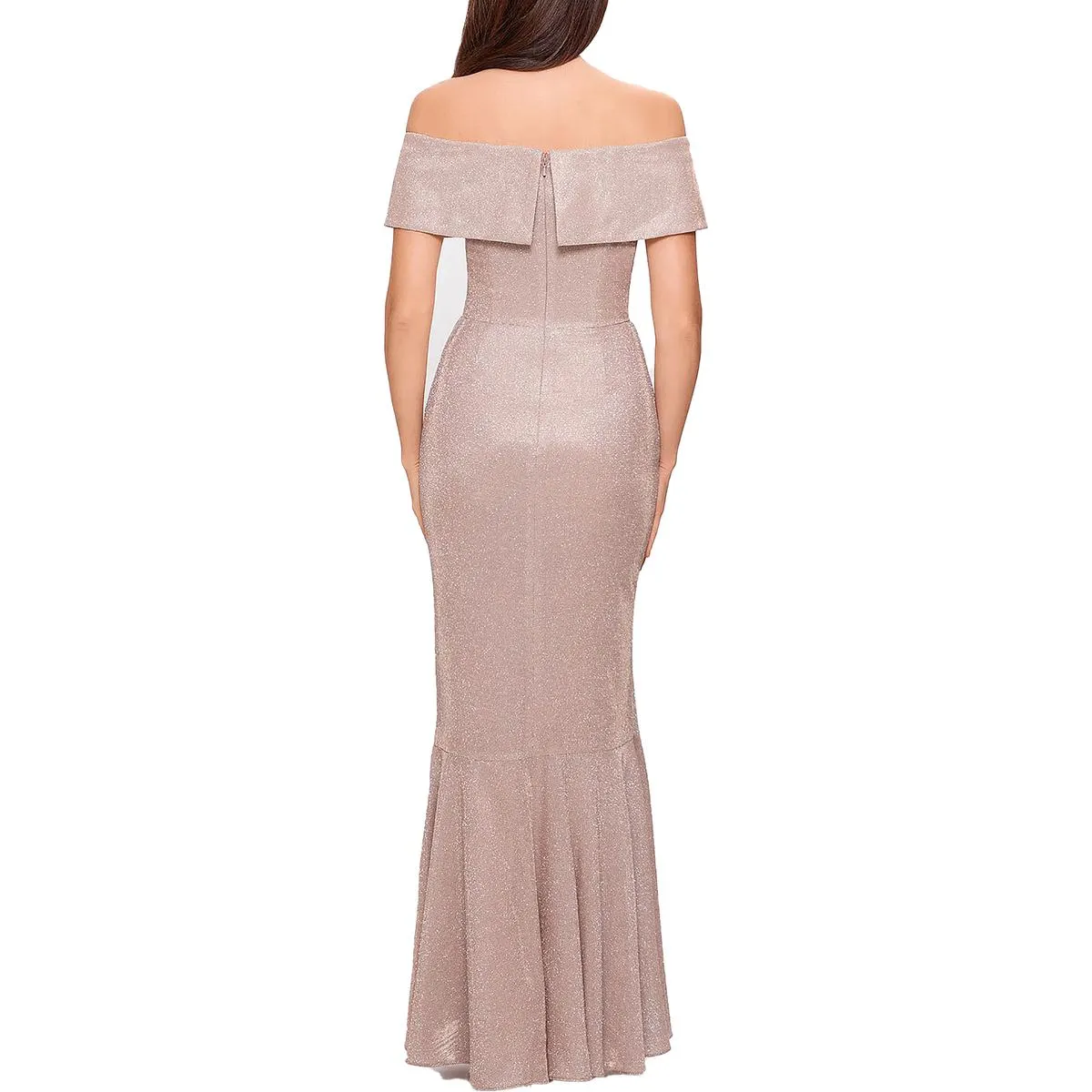 Womens Metallic Maxi Evening Dress